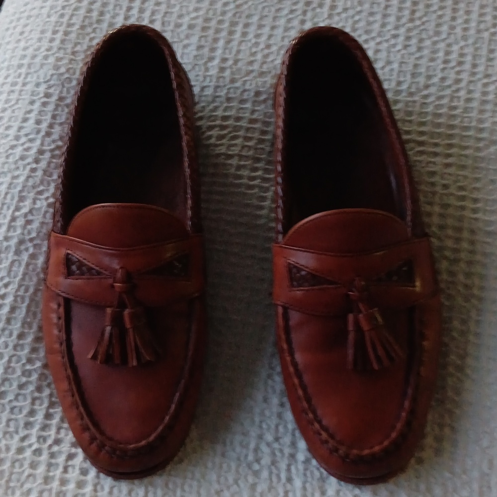 Allen Edmonds Maxfield Brown Chili Weave Tassel Leather Loafers USA